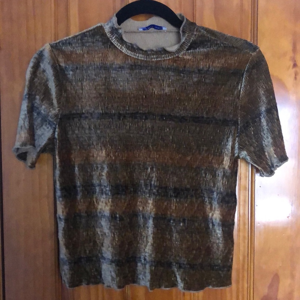 Zara velour mock neck tee